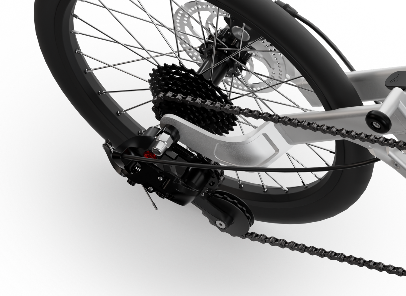 Super-long-cage derailleur and 9-speed sprocket combination